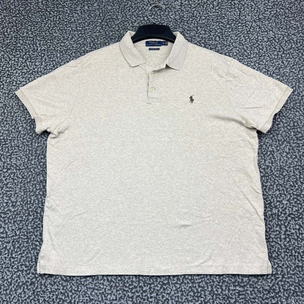 Polo Ralph Lauren Polo Shirt Men XL Tan Custom Slim Fit Short Sleeve Collared